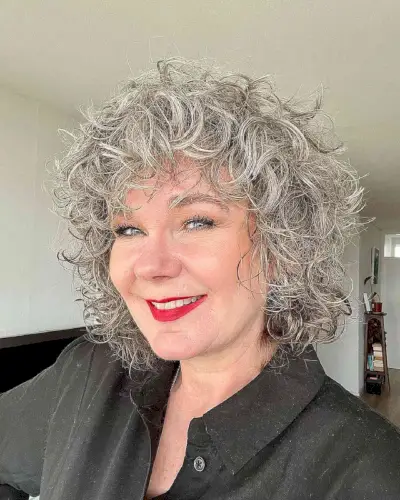 Curly Shag Cut for Square Faces