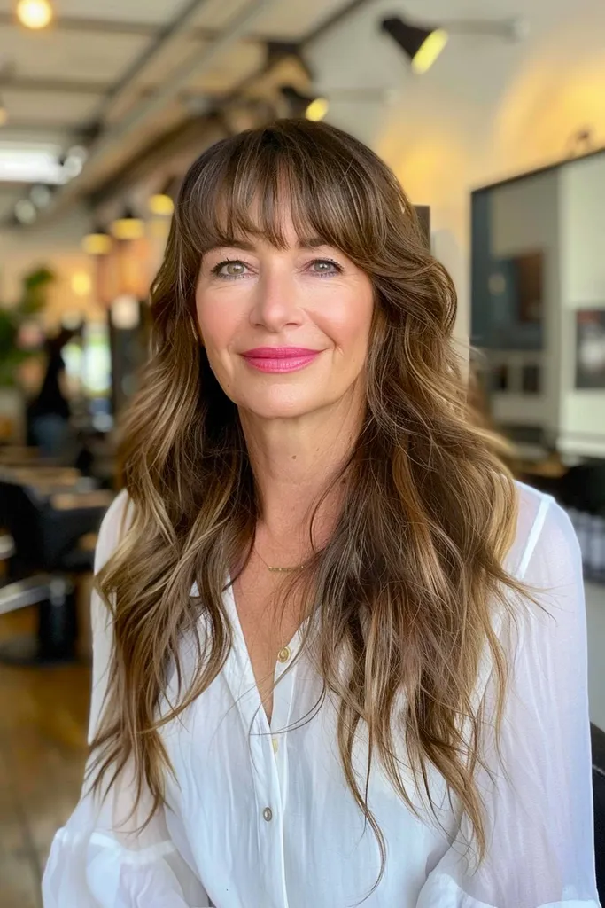 Langes Haar mit Pony ab 50' title=