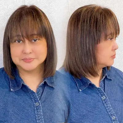 Long Blunt Bob with Bangs for 40-Year-Old Women