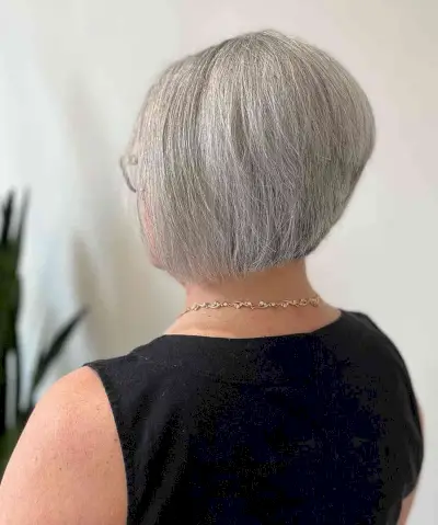 Modern Short Bob for Ladies 60 and Over with Grey Hair