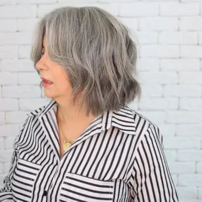 shaggy cut for thick grey hair