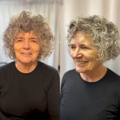 curly bob for women over 60 years old