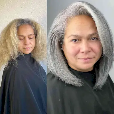 transformation back to natural grey for ladies past sixty