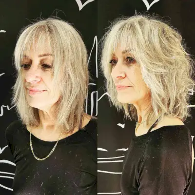 Youthful Layered Shag Cut for Older Women