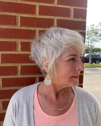 Wispy and Messy Pixie Cut for Women Aged 60 with Fine Hair