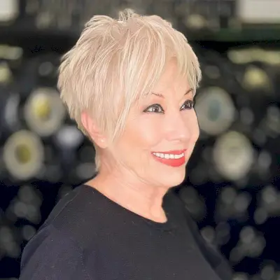 Choppy Cropped Cut with Long Bangs for Ladies in Their 70s