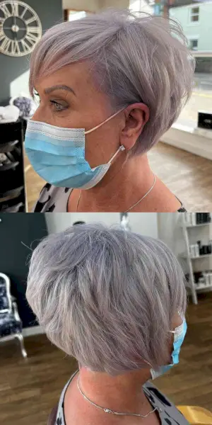 Jaw-Length Choppy Bob with Side-Swept Bangs for Women Over 70