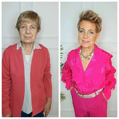 Choppy Spiked Up Short Hair for Women Aged 70