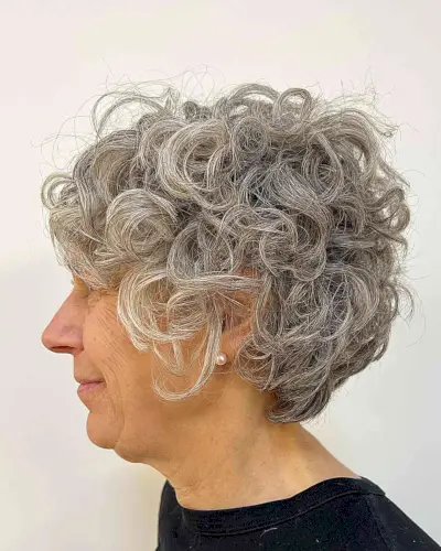 Silver Curls and Pearls for Women Aged 60 with Short Hair