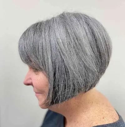 Chin-Length Inverted Bob with a Fringe for Women Over Sixty