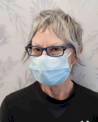 Grey Pixie Shag with Micro Bangs for Women 60 and Up