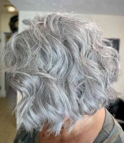 Layered Choppy Bob on Wavy Hair for Women Past 60