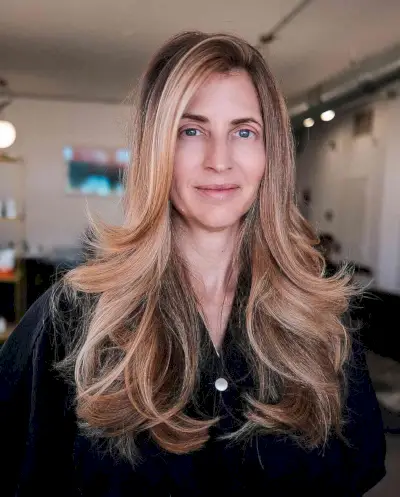 Long Feathered Layers for Thick Hair for ladies past 40