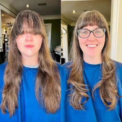 Long Layers and Full Bangs for ladies 40 and up