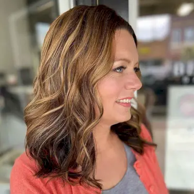 Natural Brunette with Bronde Highlights Fall Color