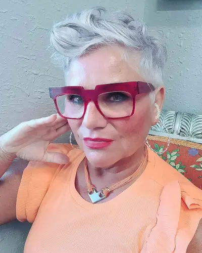 Younger looking salt and pepper pixie