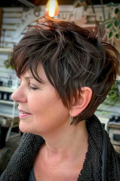 Edgy pixie cut with textured layers for older women