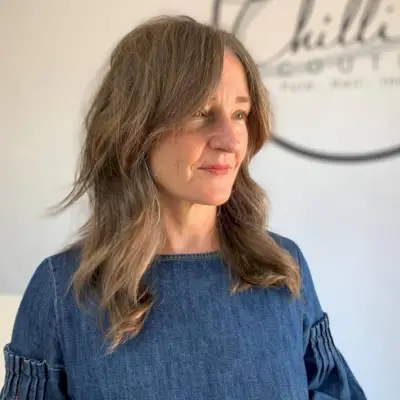 Edgy long shaggy cut with curtain bangs