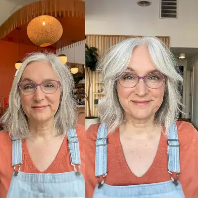 Stunning Medium-Length Shag for Women Over 50 with Frames