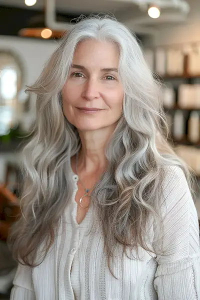 Stunning Long Wavy Hair for women aged 60