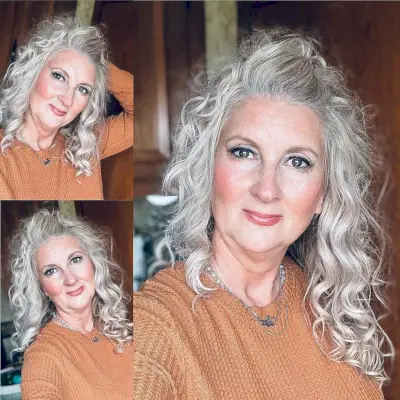Pulled Back In the Middle or Long Curly Hair for mature women