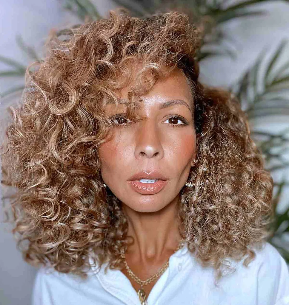 Cachos espirais saltitantes de estilo livre para mulheres negras com mais de 40 anos' title=