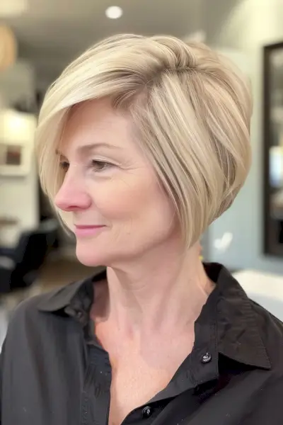 short inverted bob for older ladies with fine hair