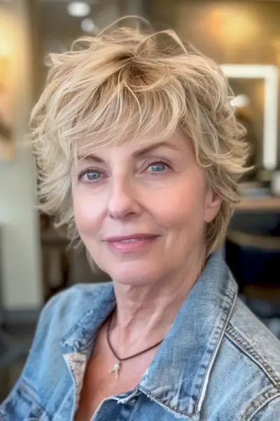 short textured shag for older women with fine hair