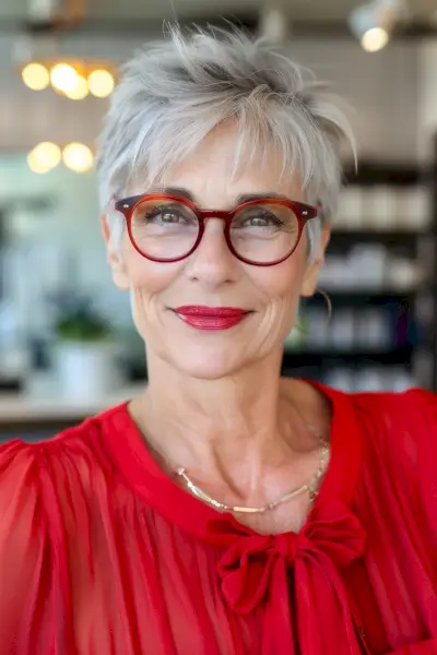 Pixie Cut for Women Over 60 with Glasses