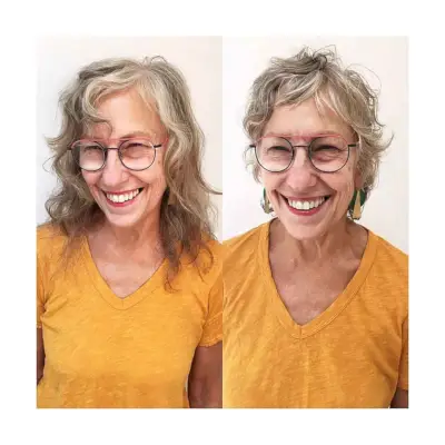 Shaggy Hairstyle for Older Women with Thin, Curly Hair