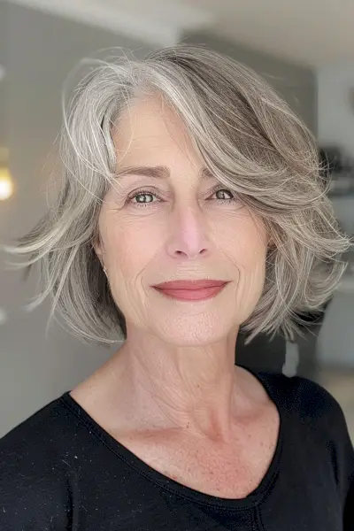 Youthful Bob with Layers for Women in Their 60s