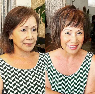Simple Bob with Bangs for Older Women