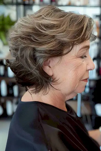 Feathered Shaggy Cut for 60-Year-Old Women