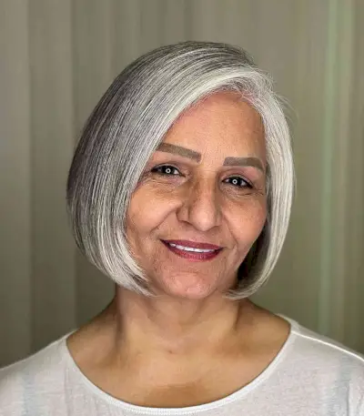 Face-Framing Silver Bob Cut for 60-Year-Olds with Thin Hair