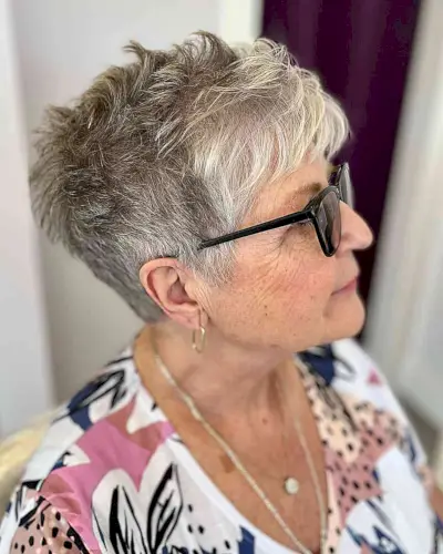 Fun Pixie with Natural Color for Ladies Aged 60 with Thin Hair