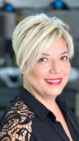 Short Layered Blonde Hair for 50-Year-Olds with Round Faces