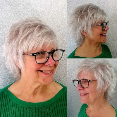 Short Shaggy Hairdo for women past 60