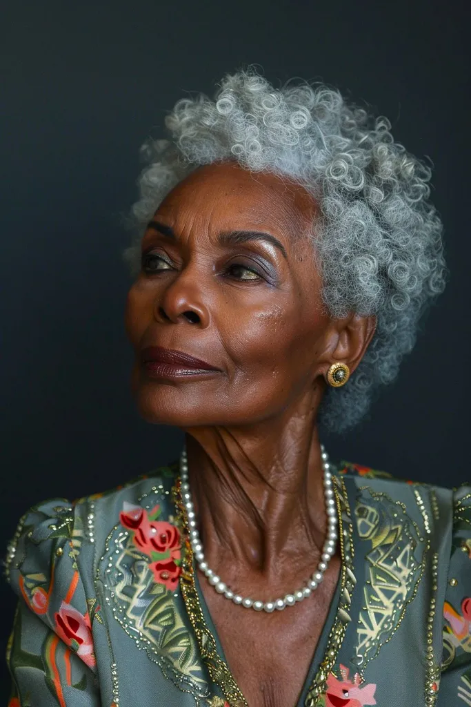 Curluxe kort naturlig hårklipp for svarte kvinner over 60 år' title=