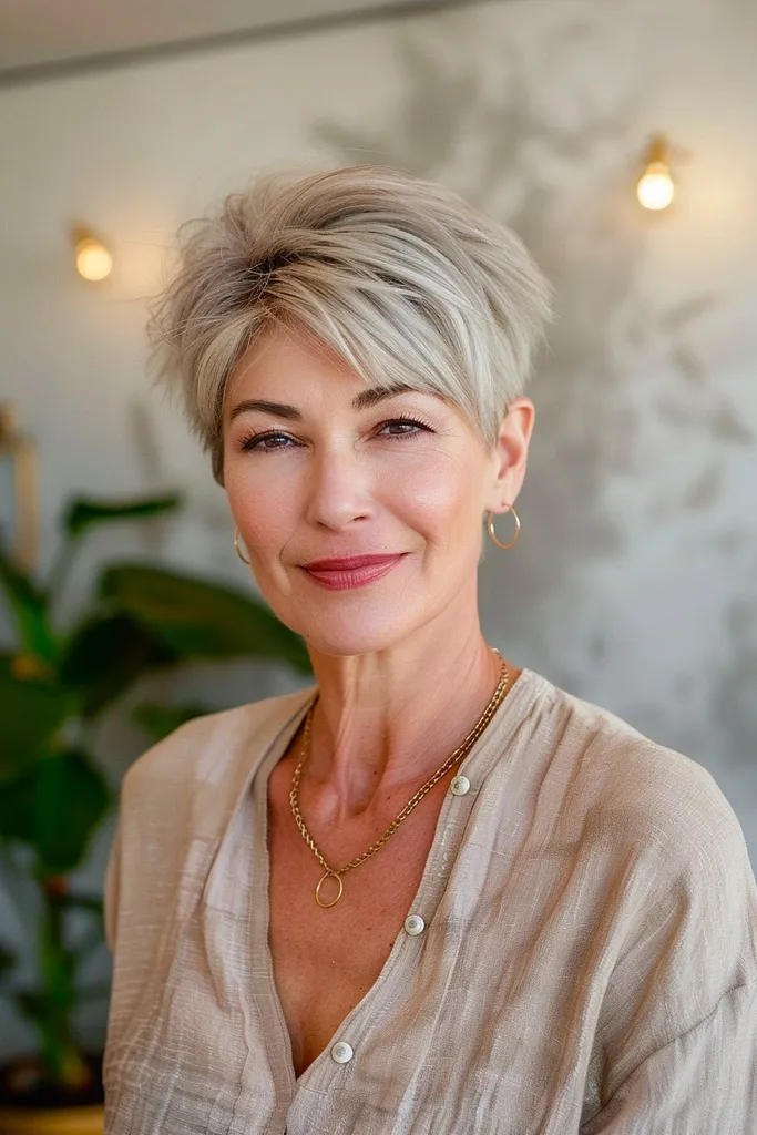 Corte de pelo corto tipo duendecillo para mujeres mayores de 60 años.' title=