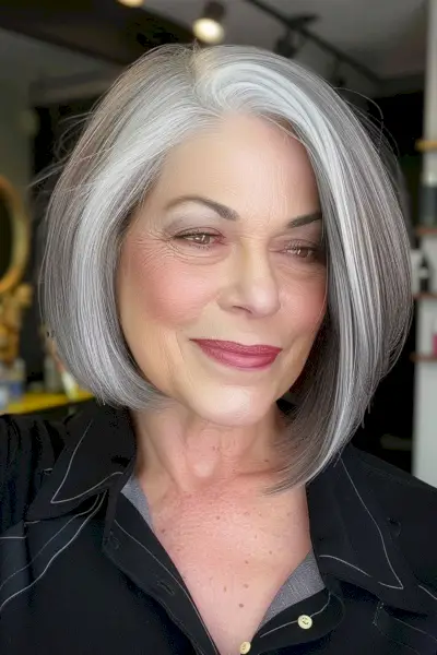 Grey Asymmetrical Bob for Thin Hair