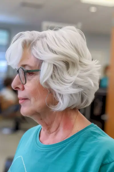 Chin-Length Bob for Older Women with Glasses