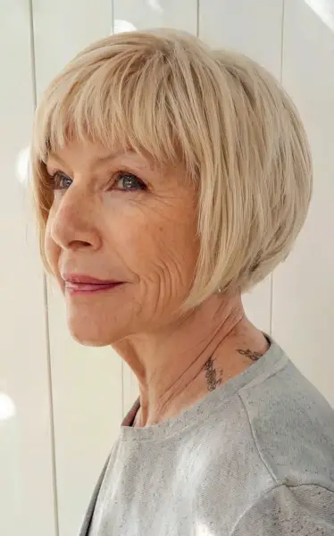 Rounded Bob Cut for a 60-Year-Old Woman