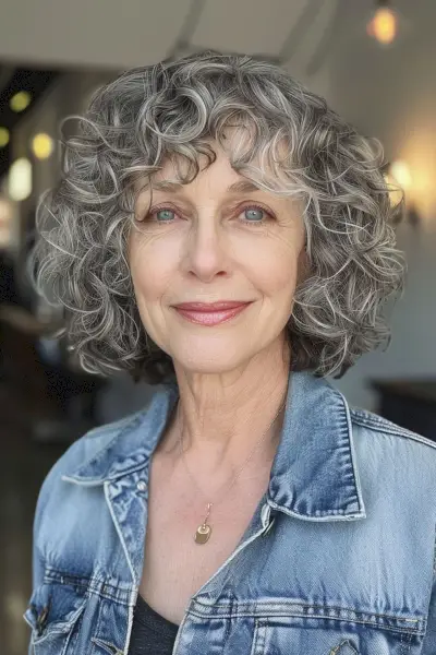 Curly Bob for Women Over 60 with Curly Hair