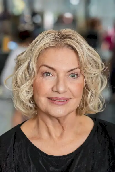Fashionable Bob with Curled Ends for 60-Year-Old Women