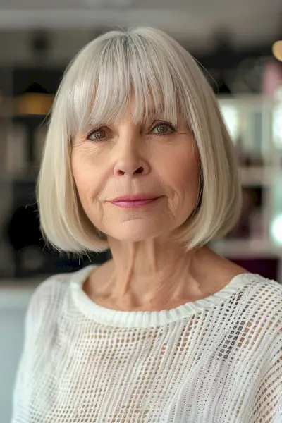 Short Bob with Bangs for Women in Their 60s
