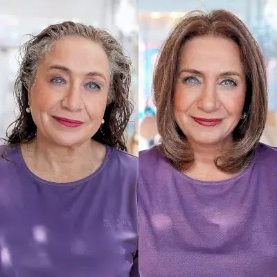 sleek bob with curled ends for ladies 60 and up