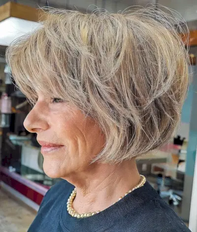 Razor Cut Textured Bob for Women 60 and Up