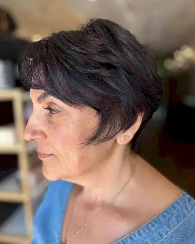 Lived-In Pixie Cut with Fringe for Ladies Aged 50