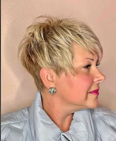 Blonde Pixie Undercut for Ladies in Their Fifties