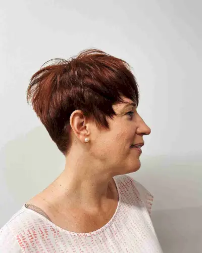 Dark Auburn Pixie with Sideburns for Ladies 50 and Over